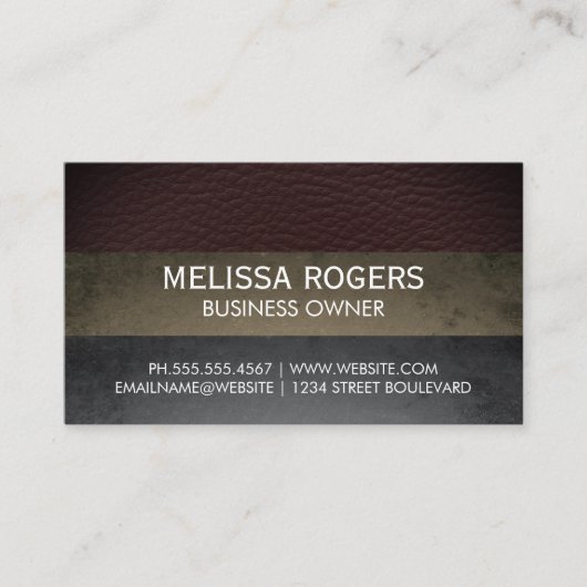 Carte De Visite Blocs couleur ardoise en cuir | Code QR (Devant)