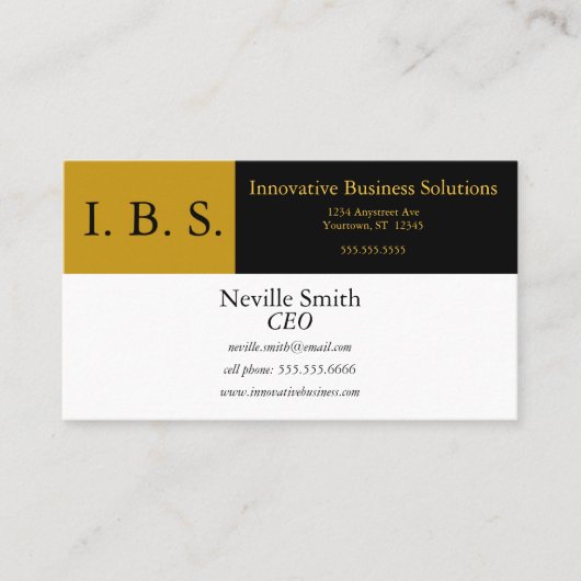 Carte De Visite Blocs couleur or et noir Professional Adaptable (Devant)