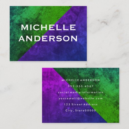Carte De Visite Blocs couleur violet vert moderne (Devant / Derrière)