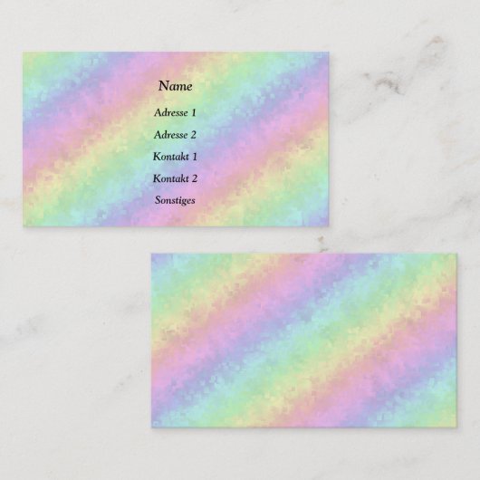 Carte De Visite Blocs dans Pastel Colours 3D Rainbow Art (Devant / Derrière)