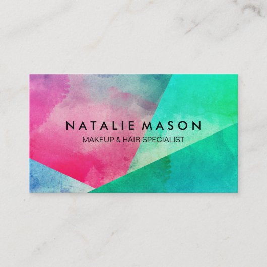 Carte De Visite Blocs de couleur d'aquarelle élégants (Devant)