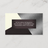 Carte De Visite Blocs de couleur en cuir crème argent Faux géométr (Dos)