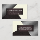 Carte De Visite Blocs de couleur en cuir crème argent Faux géométr (Devant / Derrière)