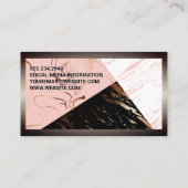 Carte De Visite Blocs de couleur marbre | Bordure métallique (Dos)