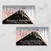 Carte De Visite Blocs de couleur marbre | Parties scintillant Shim (Devant / Derrière)