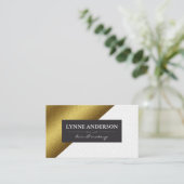 Carte De Visite Blocs de couleurs massives géométriques en cuir or (Debout devant)
