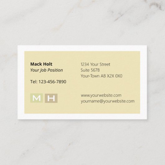 Carte De Visite Blocs de tonalités chaudes initialisés (Dos)