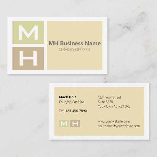 Carte De Visite Blocs de tonalités chaudes initialisés (Devant / Derrière)