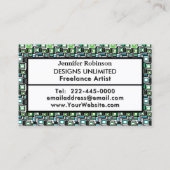 Carte De Visite Blocs géométriques bleus vert QR Code Logo (Devant)