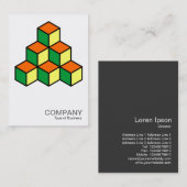 Carte De Visite Blocs géométriques - vert orange et jaune (Devant / Derrière)