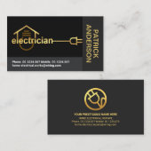 Carte De Visite Blocs gris Or Electricien Câblage (Devant / Derrière)