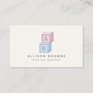 Carte De Visite Blocs pour bébés Monogramme Garde d'enfants, Babys