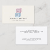 Carte De Visite Blocs pour bébés Monogramme Garde d'enfants, Babys (Devant / Derrière)