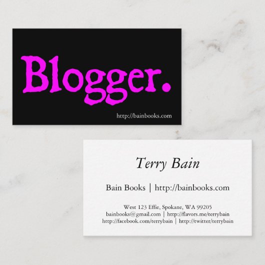 Carte De Visite Blogger (Devant / Derrière)
