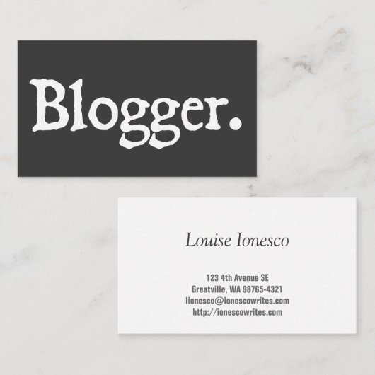 Carte De Visite Blogger (Devant / Derrière)