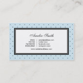 Carte De Visite Blogger moderne Blue Black Polka Dot Pink Ribbon (Dos)