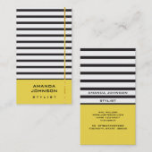 Carte De Visite Blogger Stylist Event Black White Yellow Stripes (Devant / Derrière)