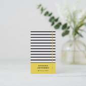 Carte De Visite Blogger Stylist Event Black White Yellow Stripes (Debout devant)