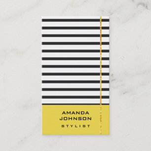 Carte De Visite Blogger Stylist Event Black White Yellow Stripes