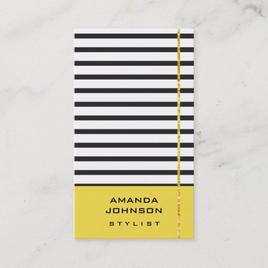 Carte De Visite Blogger Stylist Event Black White Yellow Stripes (Devant)