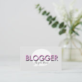 Carte de visite Blogger Texte Gras Rose Gris (Debout devant)