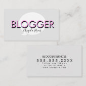 Carte de visite Blogger Texte Gras Rose Gris (Devant / Derrière)