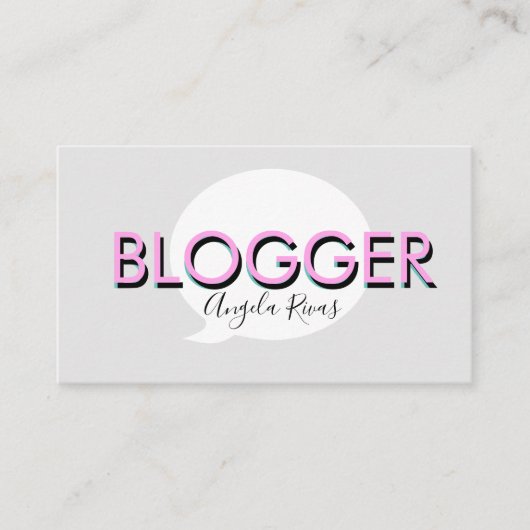Carte de visite Blogger Texte Gras Rose Gris (Devant)