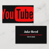 Carte De Visite Blogueur sur les médias sociaux Youtube (Devant / Derrière)