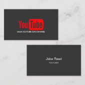 Carte De Visite Blogueur sur les médias sociaux Youtube (Devant / Derrière)