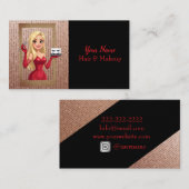 Carte De Visite Blonde Cheveux Élégante Dame Et La Beauté Or (Devant / Derrière)