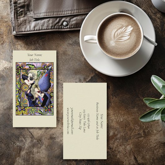 Carte De Visite Blonde Fairy Floral Purple