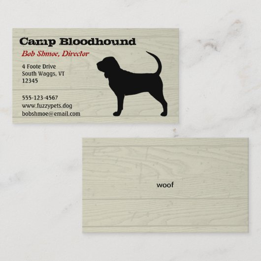 Carte De Visite Bloodhound (Devant / Derrière)