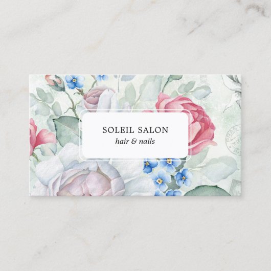 Carte De Visite Blooms Nail Salon QR Code | Nomination (Devant)