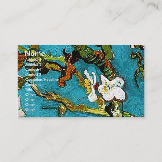 Carte De Visite Blossoming Almond Tree Van Gogh Fine Art (Devant)