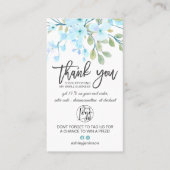 Carte De Visite Blossoms bleu floral logo commander merci (Devant)
