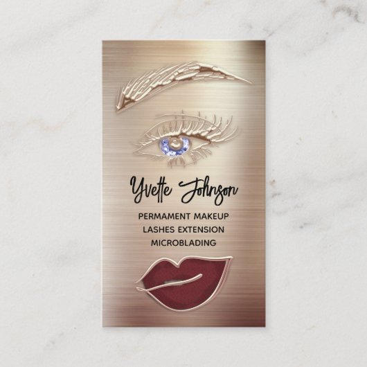 Carte De Visite Blu Eyelash Brow Maquillage Logo QR Code Lips Rose (Devant)