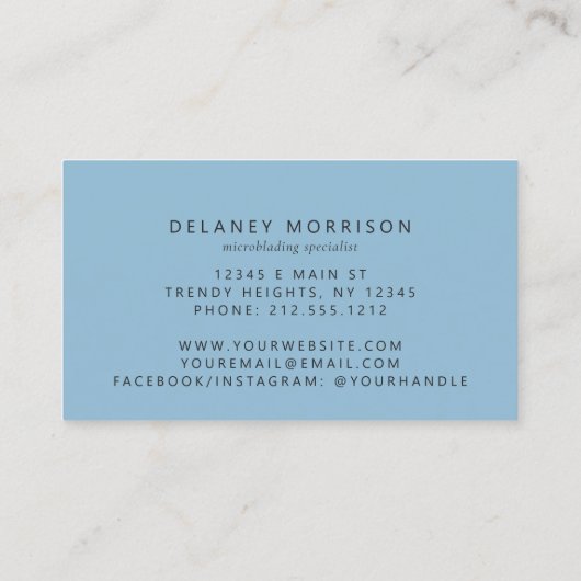 Carte De Visite Blue Agate Silver Glitter Luxury Microblading (Dos)