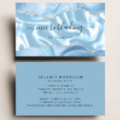 Carte De Visite Blue Agate Silver Glitter Luxury Microblading