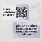 Carte De Visite Blue And White Business Card With Qr Code (Devant / Derrière)