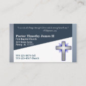 Carte De Visite Blue and White Pasteur ou Deacon Cross Business Ca (Devant)