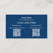 Carte De Visite Blue and White - Thank You with Review Prompt (Dos)