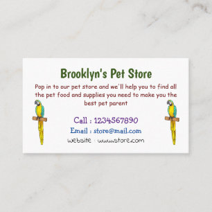 Carte De Visite Blue-and-yellow macaw bird cartoon illustration
