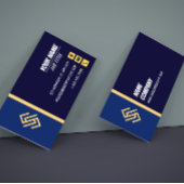 Carte De Visite Blue and Yellow Simple Lines Business Card