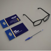 Carte De Visite Blue and Yellow Simple Lines Business Card
