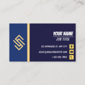 Carte De Visite Blue and Yellow Simple Lines Business Card (Devant)
