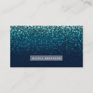 Carte De Visite Blue Aqua Navy Parties scintillant Étincelle Moder
