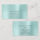 Carte De Visite Blue Aqua Pearly Abstrait Minimal Silk Metallic (Devant / Derrière)