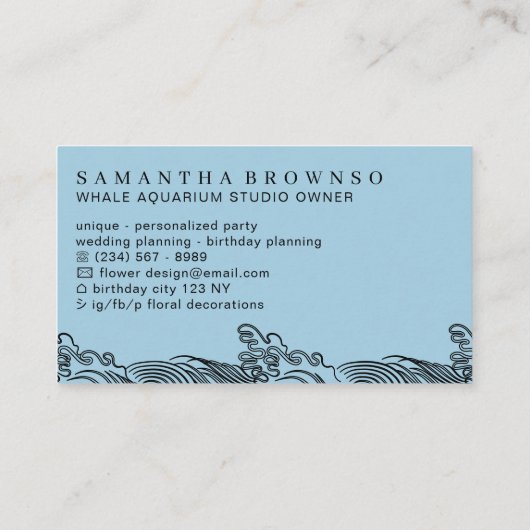 Carte De Visite Blue Aquarium Whale (Dos)