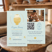 Carte De Visite Blue Artisan Pottery Maker Artisanat photo code qr