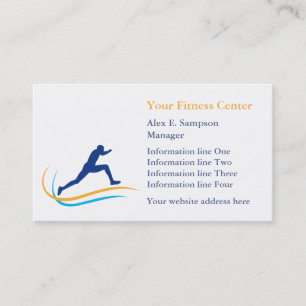 Carte De Visite Blue Athlete Gold Swirl Fitness